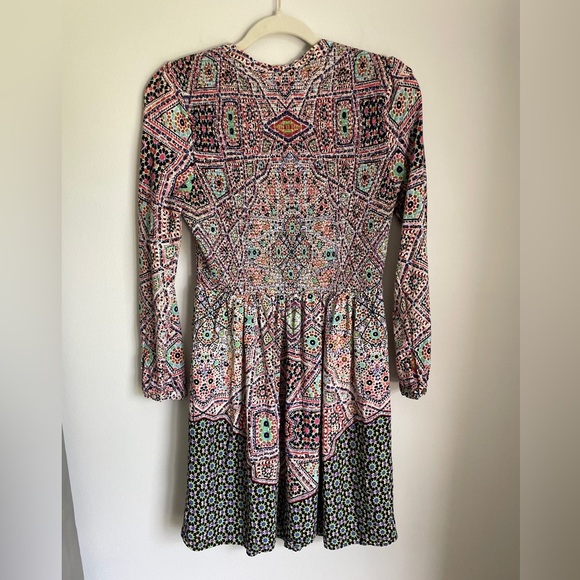 Anthropologie Maeve Multicolor Bohemian Floral Smocked Mini Dress Small - Picture 4 of 8